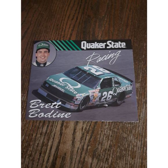 VTG 1990 Brett Bodine Quaker State Racing Driver Card NASCAR King Racing Buick - Picture 1 of 3